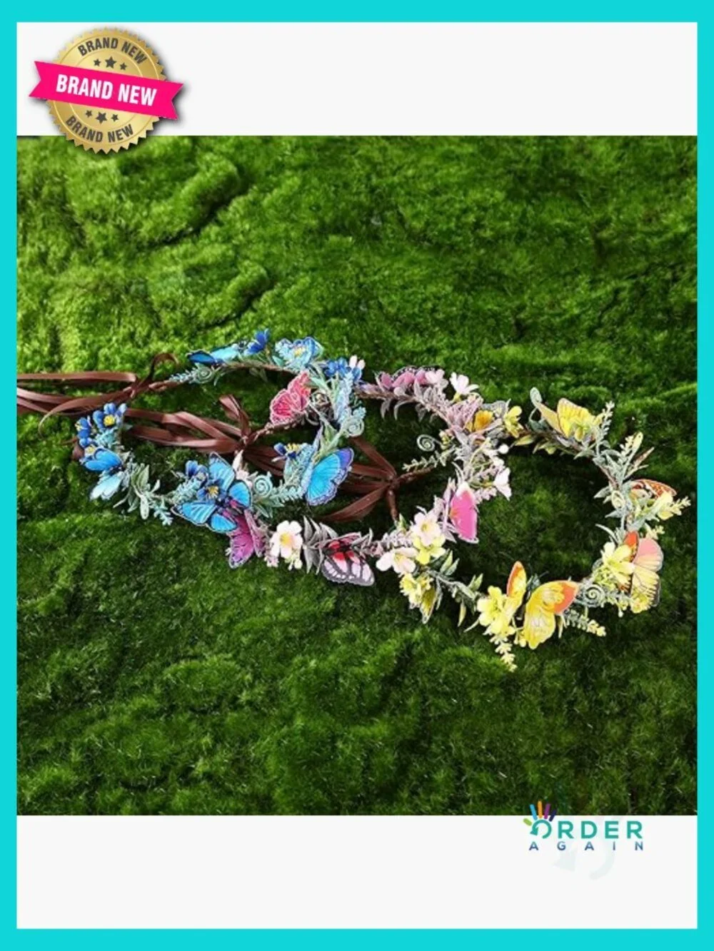 Handmade Butterfly Flower Crown Fairy Headband Adjustable Renaissance Festival